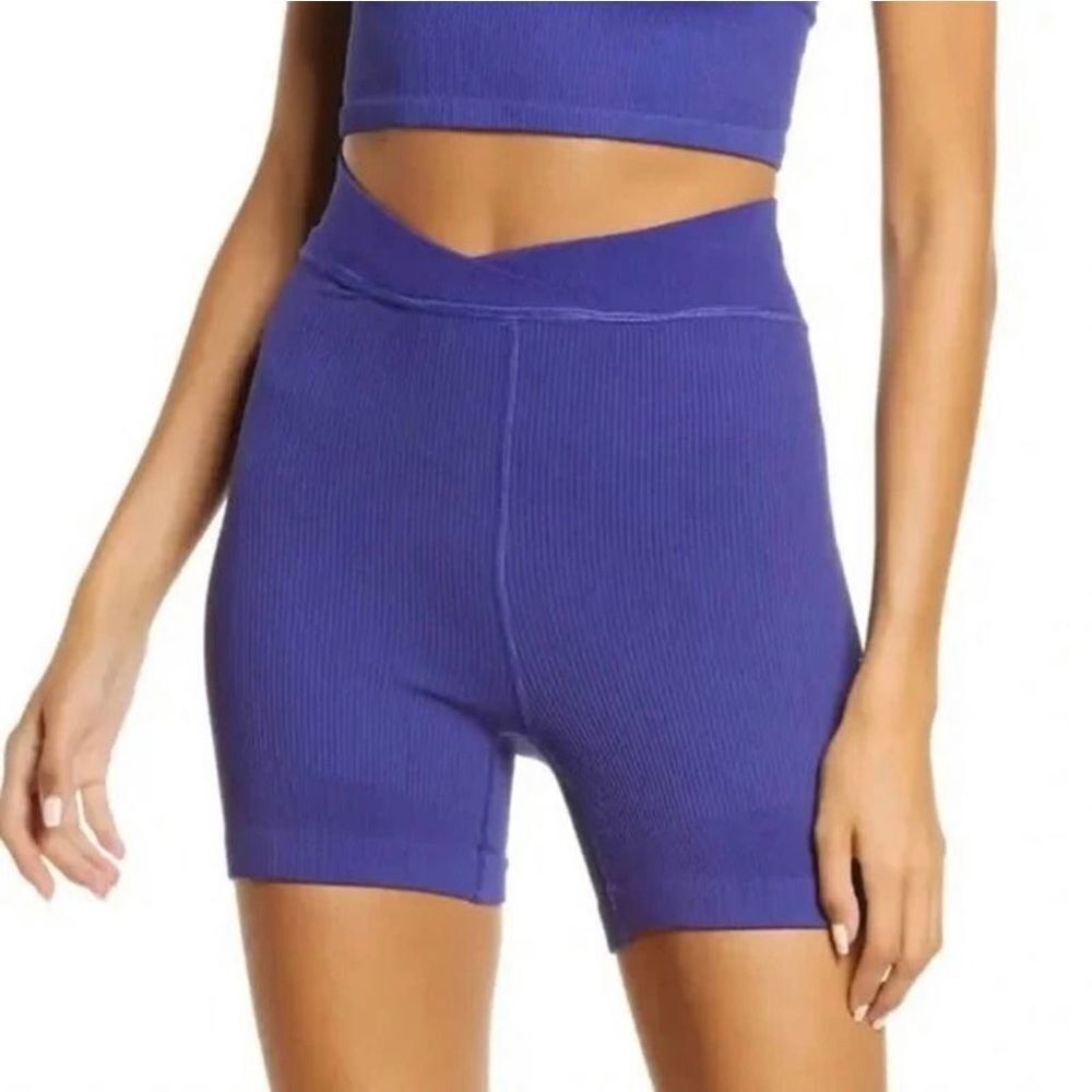 NWT Free People Movement Free Throw High Rise Biker Short Outerspace Blue